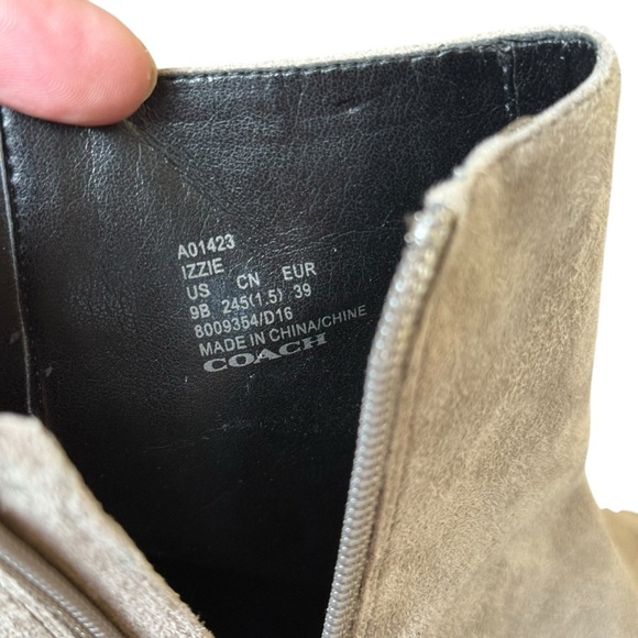 COACH Izzie Open Toe Shooties Gray Suede Booties Pumps 9 Grey Neutral Designer - Picture 12 of 12